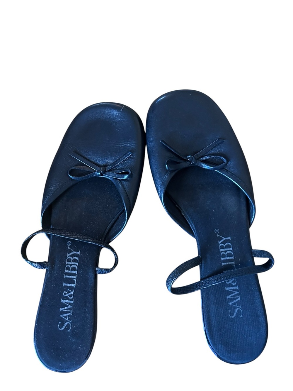 Sam & Libby Black Bow Slide Flats